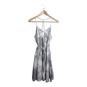 Motherhood Maternity Dress Black & White Geometric Print Sleeveless Adjustable S